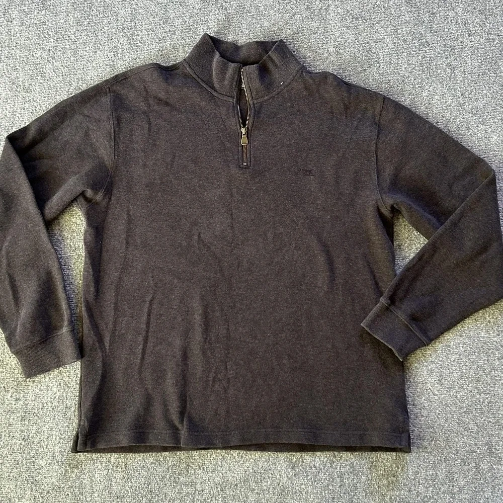 Rodd & Gunn Sweater Mens Large Brown 1/4 Zip Mock Neck Cotton Knit Pullover